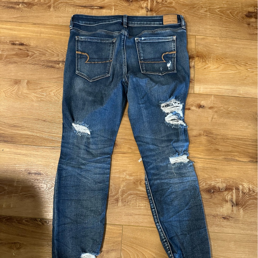 American Eagle Outfitters Ripped Blue Skinny Jeans - Picture 7 of 9